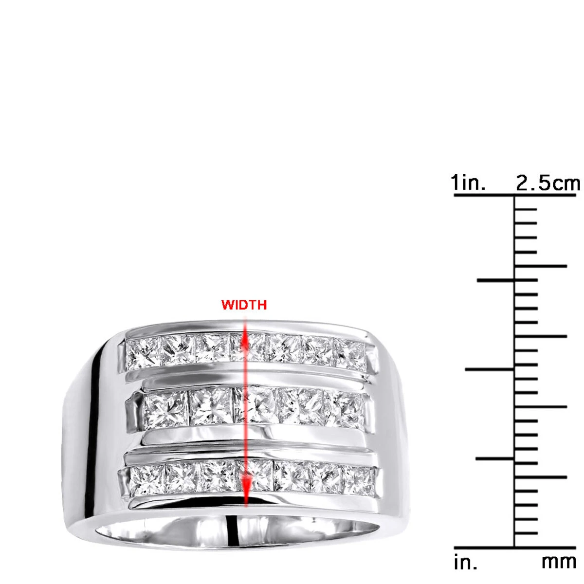 Men's Diamond Ring 18K White Gold 2.62ct Princess Cut Diamonds 12 Men's Diamond Ring 18K White Gold 2.62ct Princess Cut Diamonds - Image 10
