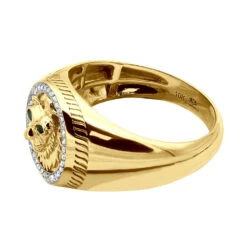 Men's Diamond Ring 10K Yellow Gold Lion Head Damond And Emerald Pinky Ring 14 Men's Diamond Ring 10K Yellow Gold Lion Head Damond And Emerald Pinky Ring -Its Hot Jewelry Shop mens diamond ring solid 10k gold lion head damond and emerald pinky ring 100624 backye