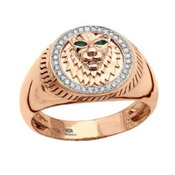 Men's Diamond Ring 10K Yellow Gold Lion Head Damond And Emerald Pinky Ring 12 Men's Diamond Ring 10K Yellow Gold Lion Head Damond And Emerald Pinky Ring -Its Hot Jewelry Shop mens diamond ring solid 10k gold lion head damond and emerald pinky ring 100624 ro