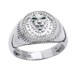 Men's Diamond Ring 10K Yellow Gold Lion Head Damond And Emerald Pinky Ring 11 Men's Diamond Ring 10K Yellow Gold Lion Head Damond And Emerald Pinky Ring -Its Hot Jewelry Shop mens diamond ring solid 10k gold lion head damond and emerald pinky ring 100624 wh