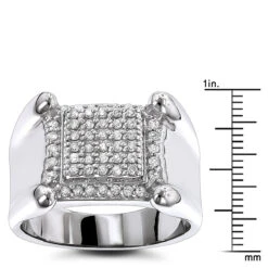 Men's 10K White Gold Round Diamond Ring 0.8ct -Its Hot Jewelry Shop mens diamond rings 10k gold round diamond ring 077ct p 6899 rulerwh