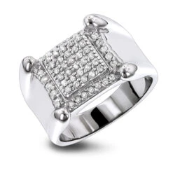 Men's 10K White Gold Round Diamond Ring 0.8ct