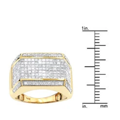 Men's 14K Yellow Gold Round Princess Diamond Ring 2.25 -Its Hot Jewelry Shop mens diamond rings 14k round princess diamond ring 225 rulerye