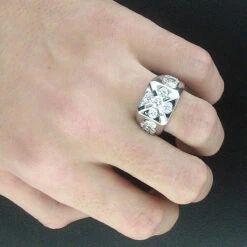 Unique Men's Diamond Initial Ring 18K White Gold 1.71ct G VS Diamonds -Its Hot Jewelry Shop mens diamond rings 18k gold mens diamond g ring 171ct p 7082bod