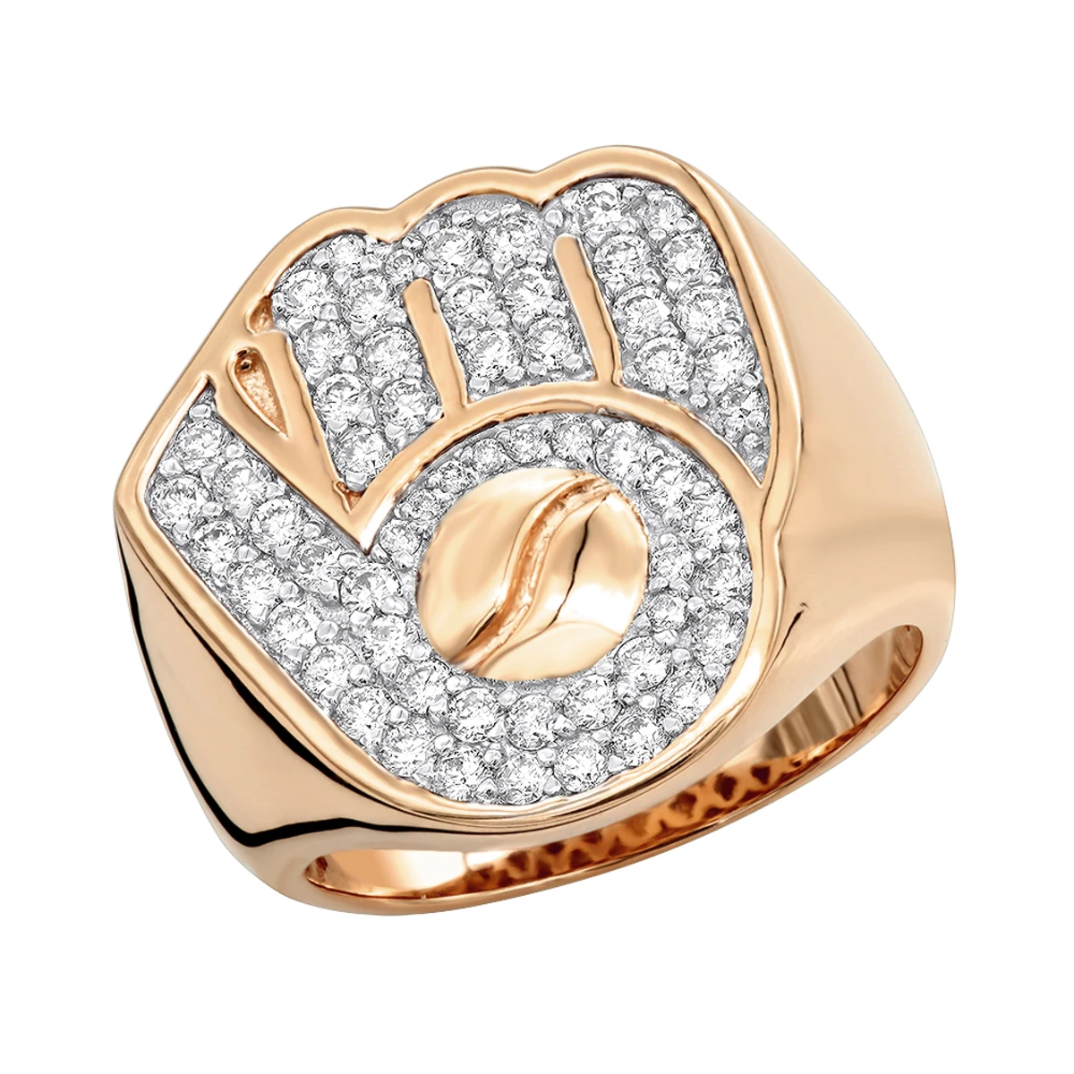 Men's Baseball Glove And Ball Ring 10K Yellow Gold 1.2ct By Luxurman 5 Men's Baseball Glove And Ball Ring 10K Yellow Gold 1.2ct By Luxurman - Image 3