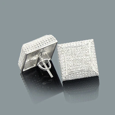 Large Men's Diamond Stud Earrings 0.25ctw Sterling Silver 3 Large Men's Diamond Stud Earrings 0.25ctw Sterling Silver