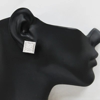 Large Men's Diamond Stud Earrings 0.25ctw Sterling Silver 5 Large Men's Diamond Stud Earrings 0.25ctw Sterling Silver - Image 3