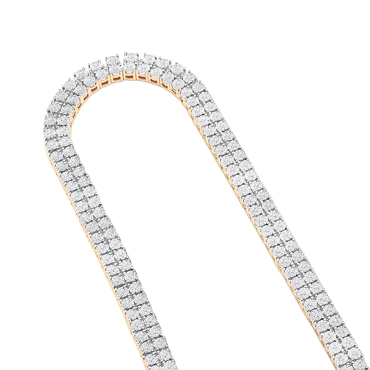 Men's Diamond Tennis Chain 10K Yellow Gold Affordable 2 Row Necklace 1ct 5 Men's Diamond Tennis Chain 10K Yellow Gold Affordable 2 Row Necklace 1ct - Image 3