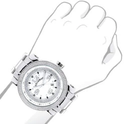 Oversized Men's Diamond Watch 0.12ct Iced Out Luxurman White MOP Face & Metal Band 9 Oversized Men's Diamond Watch 0.12ct Iced Out Luxurman White MOP Face & Metal Band -Its Hot Jewelry Shop mens diamond watch 012 ct iced out luxurman p 35230bod