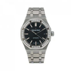 Men's Diamond Watch Audemars Piguet Royal Oak 37mm Black Dial