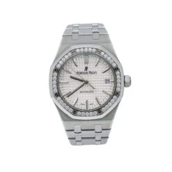 Men's Diamond Watch Audemars Piguet Royal Oak 37mm White Dial