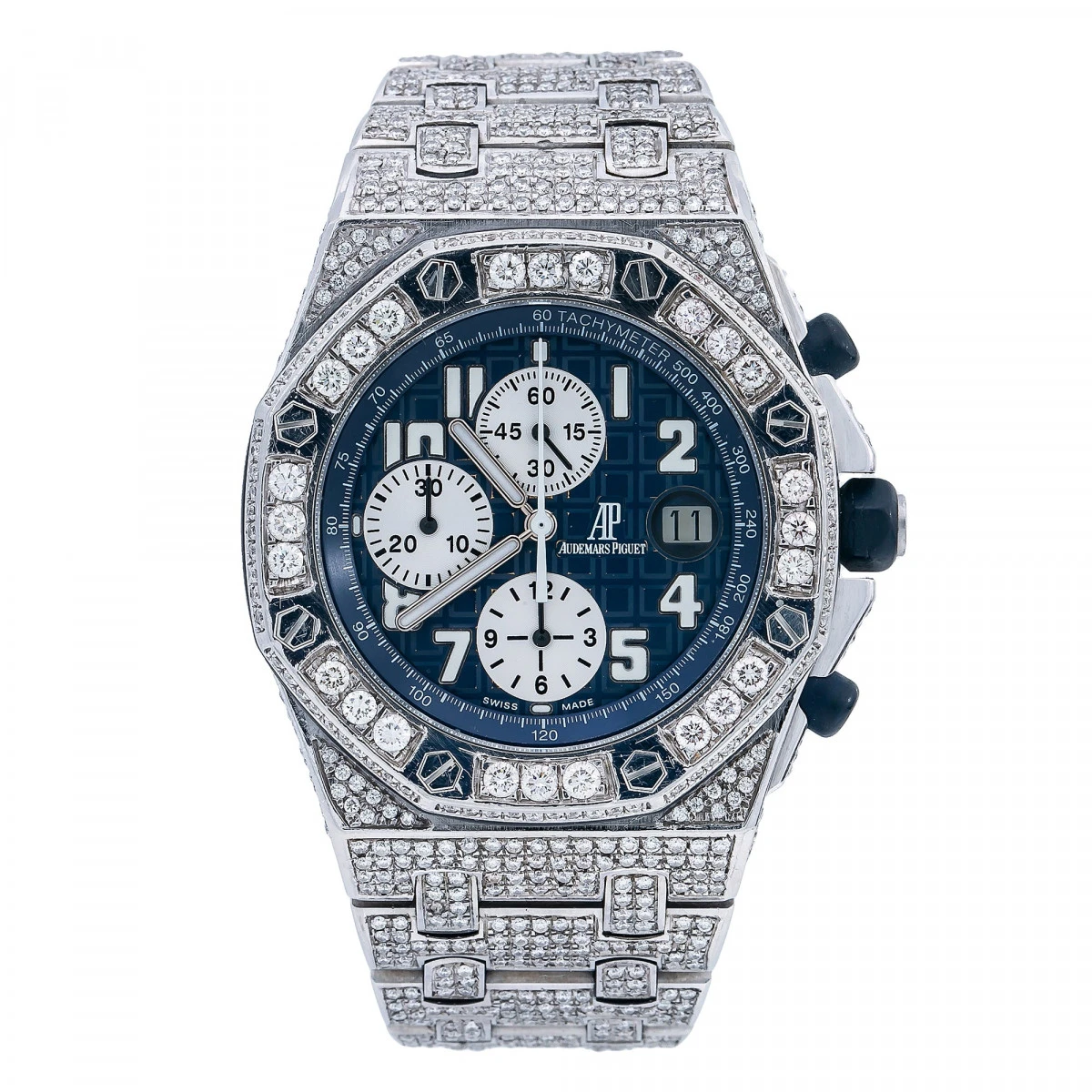 Men's Diamond Watch Audemars Piguet Royal Oak Offshore 42mm Blue Dial 3 Men's Diamond Watch Audemars Piguet Royal Oak Offshore 42mm Blue Dial