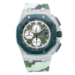 Men's Diamond Watch Audemars Piguet Royal Oak Offshore 44mm Green Dial