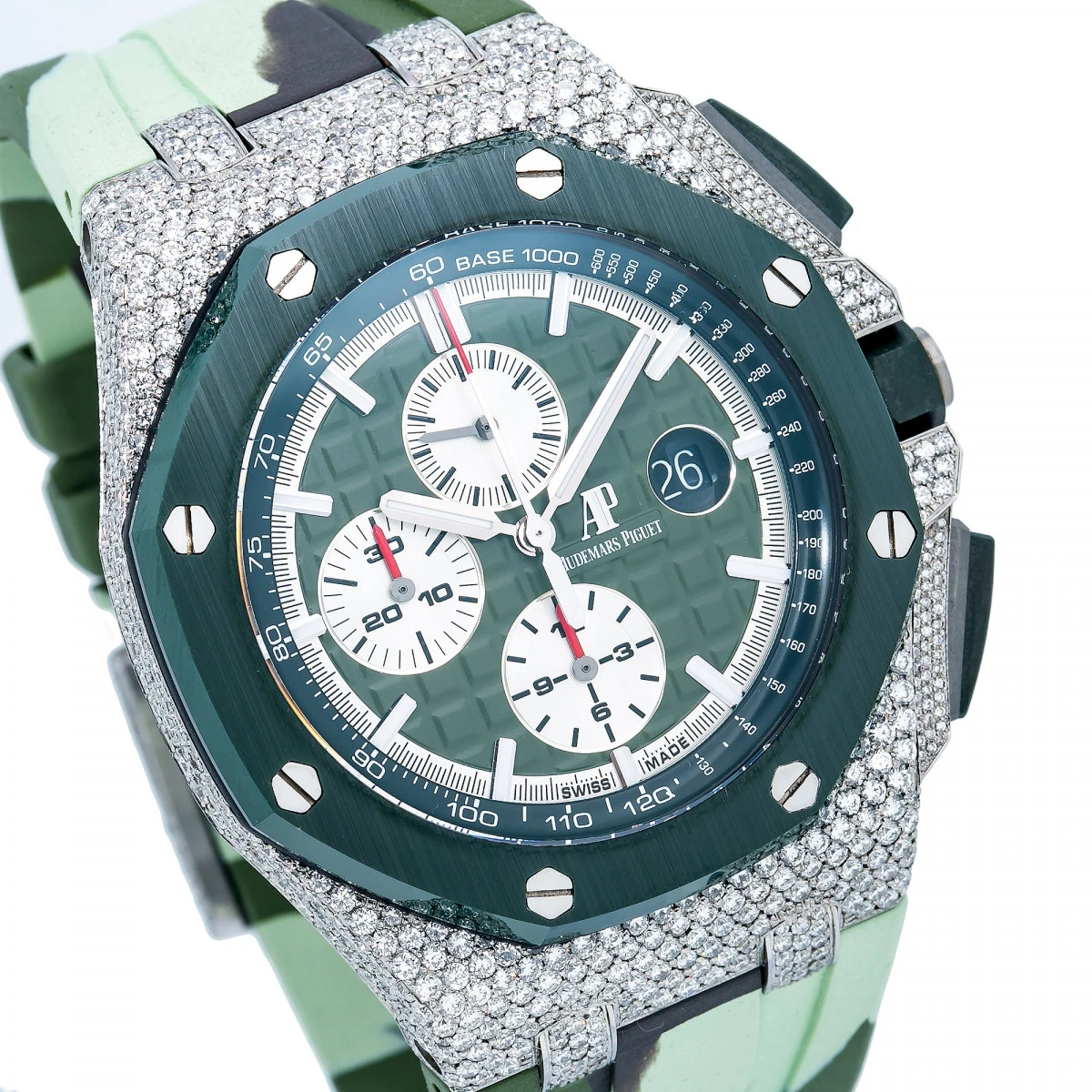 Men's Diamond Watch Audemars Piguet Royal Oak Offshore 44mm Green Dial 5 Men's Diamond Watch Audemars Piguet Royal Oak Offshore 44mm Green Dial - Image 3