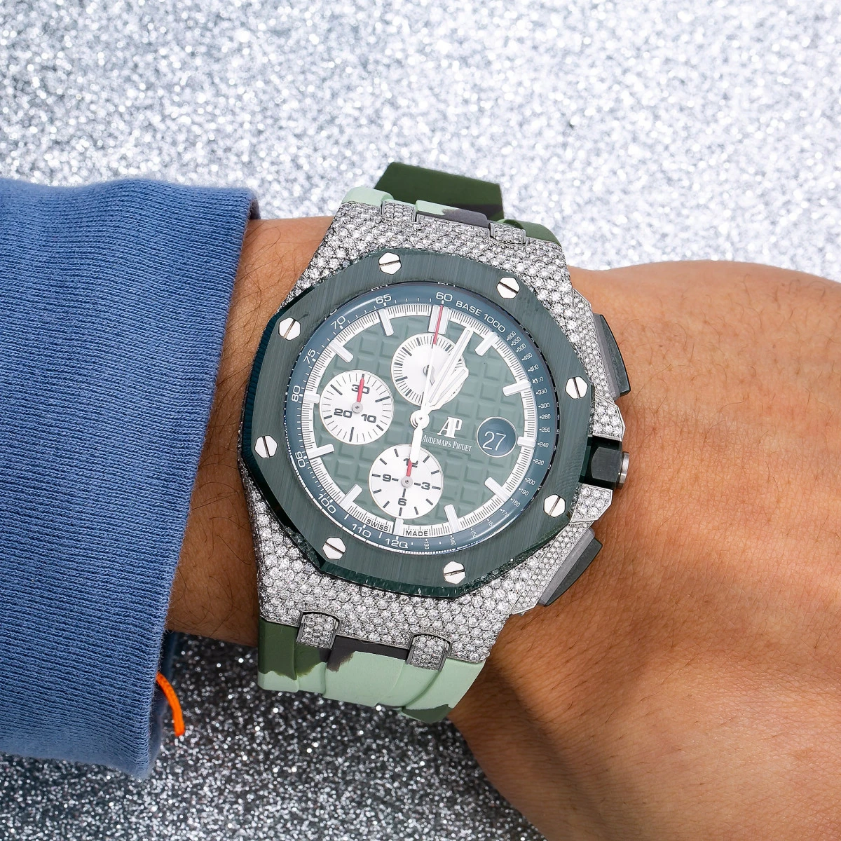 Men's Diamond Watch Audemars Piguet Royal Oak Offshore 44mm Green Dial 4 Men's Diamond Watch Audemars Piguet Royal Oak Offshore 44mm Green Dial - Image 2