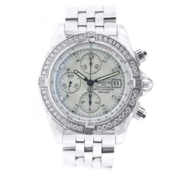 Men's Diamond Watch Breitling Chronomat Evolution 44mm White Dial