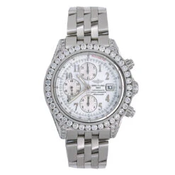 Men's Diamond Watch Breitling Chronomat Evolution 44mm White Dial W00619