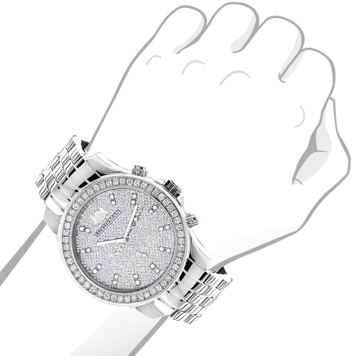 Men's Diamond LUXURMAN Diamond Watch 2.5ct 5 Men's Diamond LUXURMAN Diamond Watch 2.5ct - Image 3