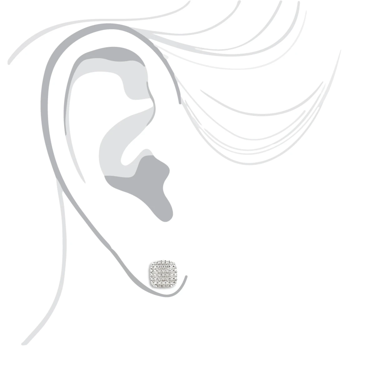 Men's Earrings: Single Sterling Silver Diamond Stud Earring 0.02ct 5 Men's Earrings: Single Sterling Silver Diamond Stud Earring 0.02ct - Image 3