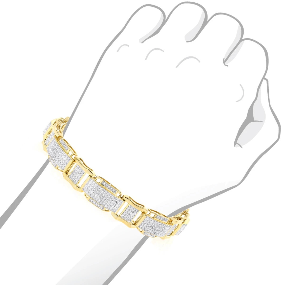 Men's 10K White Gold Bracelet With Diamonds 3.44ct 7 Men's 10K White Gold Bracelet With Diamonds 3.44ct - Image 5