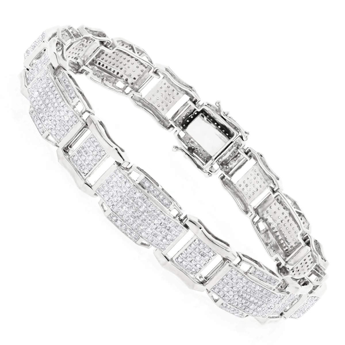 Men's 10K White Gold Bracelet With Diamonds 3.44ct 3 Men's 10K White Gold Bracelet With Diamonds 3.44ct