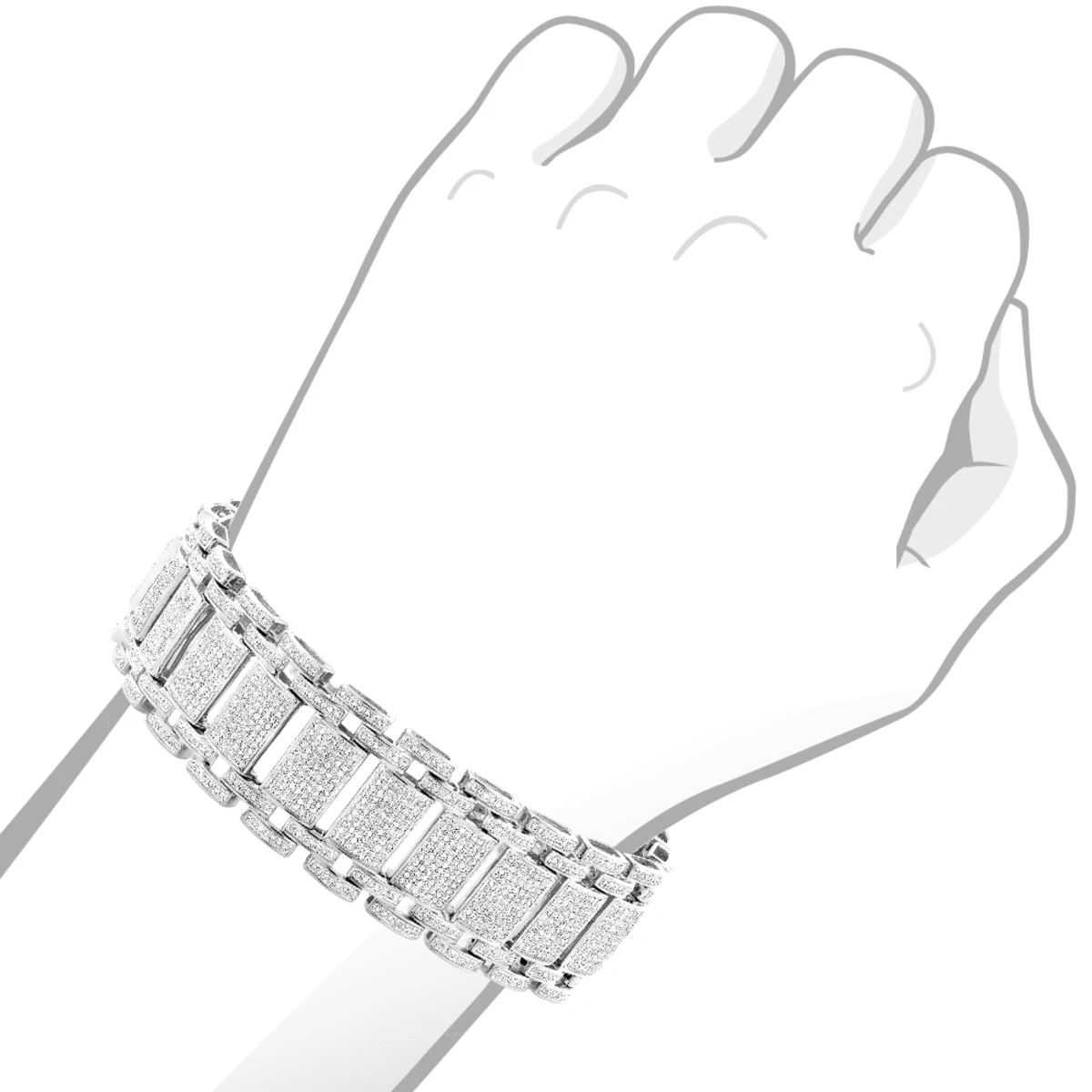 Men's Iced Out Pave Diamond Bubble Bracelet 7ct 10K Yellow Gold 7 Men's Iced Out Pave Diamond Bubble Bracelet 7ct 10K Yellow Gold - Image 5