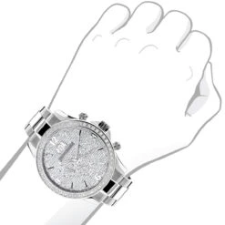 Men's Luxurman Large Diamond Bezel Watch 2ct Swiss Mvt -Its Hot Jewelry Shop mens luxurman watches large diamond bezel watch 2ct 3