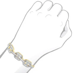 Mens Mariner Link Diamond Bracelet 10K Yellow Gold Round Baguette Diamonds 8ct -Its Hot Jewelry Shop mens mariner link diamond bracelet solid 10k gold round baguette diamonds 8ct 407169 bodye