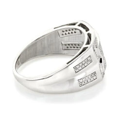 Men's Pave Diamond Ring 10K White Gold Wedding Band 0.45ct 9 Men's Pave Diamond Ring 10K White Gold Wedding Band 0.45ct -Its Hot Jewelry Shop mens pave diamond ring 10k gold wedding band 045ct backwh