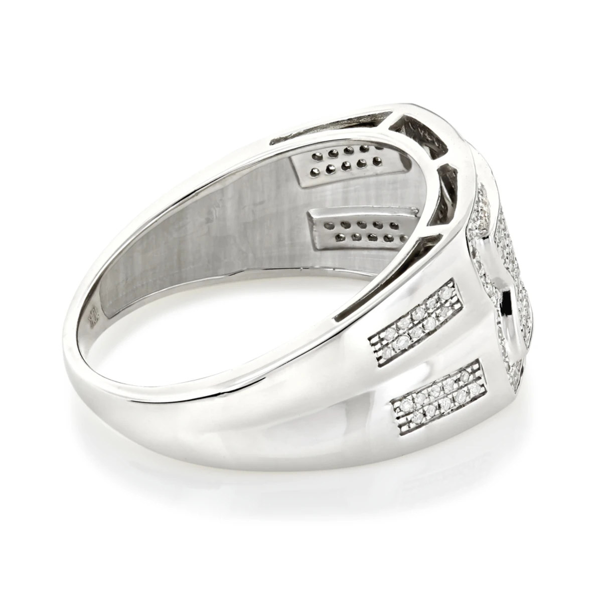 Men's Pave Diamond Ring 10K White Gold Wedding Band 0.45ct 6 Men's Pave Diamond Ring 10K White Gold Wedding Band 0.45ct - Image 4