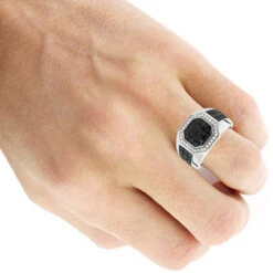 14K Yellow Gold White And Black Diamond Ring For Men Pinky Ring 1.8ct -Its Hot Jewelry Shop mens pinky rings 14k white and black diamond ring for men pinky ring 18ct bodwh