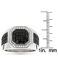 14K Yellow Gold White And Black Diamond Ring For Men Pinky Ring 1.8ct -Its Hot Jewelry Shop mens pinky rings 14k white and black diamond ring for men pinky ring 18ct ruler