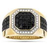 14K Yellow Gold White And Black Diamond Ring For Men Pinky Ring 1.8ct -Its Hot Jewelry Shop mens pinky rings 14k white and black diamond ring for men pinky ring 18ct ye