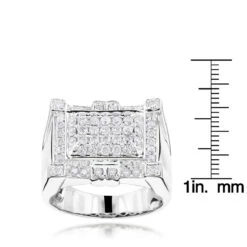 Men's Diamond Ring 14K White Gold Unique Design 1.55ct -Its Hot Jewelry Shop mens round diamond ring 155ct 14k p 44414 rulerwh