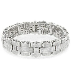 Men's Silver Diamond Bracelet 3.25 Ct