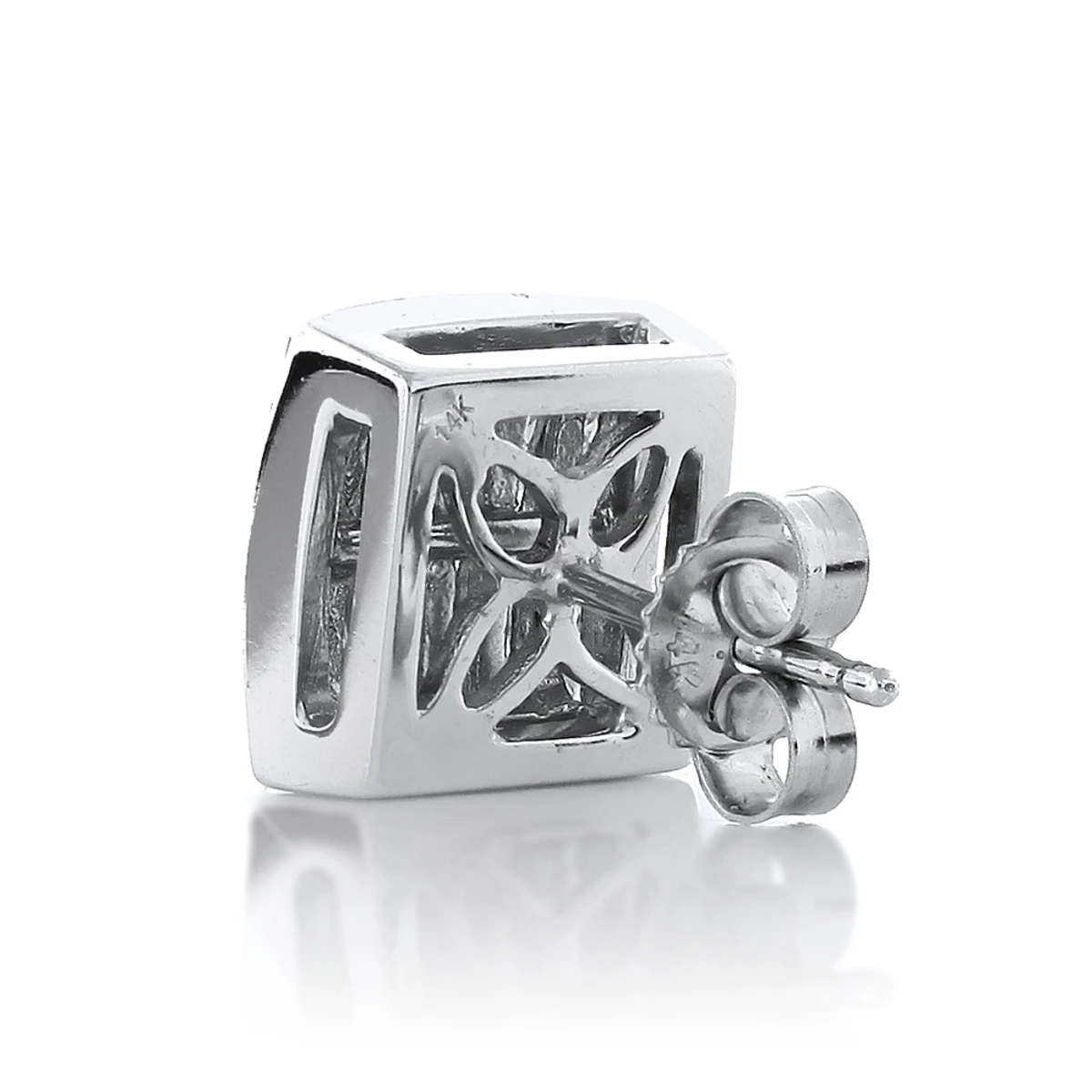 Men's Single Princess Cut Diamond Stud Earring 14K White Gold 1ct 4 Men's Single Princess Cut Diamond Stud Earring 14K White Gold 1ct - Image 2