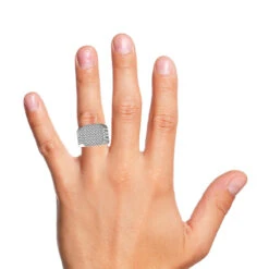 Boxy 4.5 Carat Men's Diamond 14K White Gold Statement Pinky Ring -Its Hot Jewelry Shop mens statement rings squre shape 14k gold diamond pinky ring for men 45ct 890243w bodwh