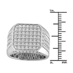 Boxy 4.5 Carat Men's Diamond 14K White Gold Statement Pinky Ring -Its Hot Jewelry Shop mens statement rings squre shape 14k gold diamond pinky ring for men 45ct 890243w rulerwh