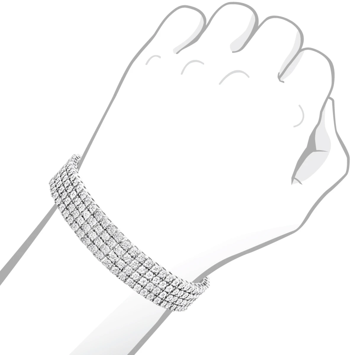 Men's Sterling Silver 4 Row Diamond Bracelet 0.63ct 5 Men's Sterling Silver 4 Row Diamond Bracelet 0.63ct - Image 3