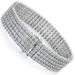 Men's Sterling Silver 5 Row Diamond Bracelet 0.81ct -Its Hot Jewelry Shop mens sterling silver bracelets 5 row diamond bracelet 067ct p 46833back