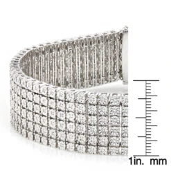 Men's Sterling Silver 6 Row Diamond Bracelet 1.01ct -Its Hot Jewelry Shop mens sterling silver bracelets diamond bracelet 084ct p 47443 ruler