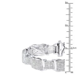 Men's Sterling Silver Diamond Bracelet 4 Ct -Its Hot Jewelry Shop mens sterling silver diamond bracelet 460ct p 43103 ruler