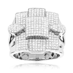 Men's Sterling Silver Diamond Ring 1.70ct