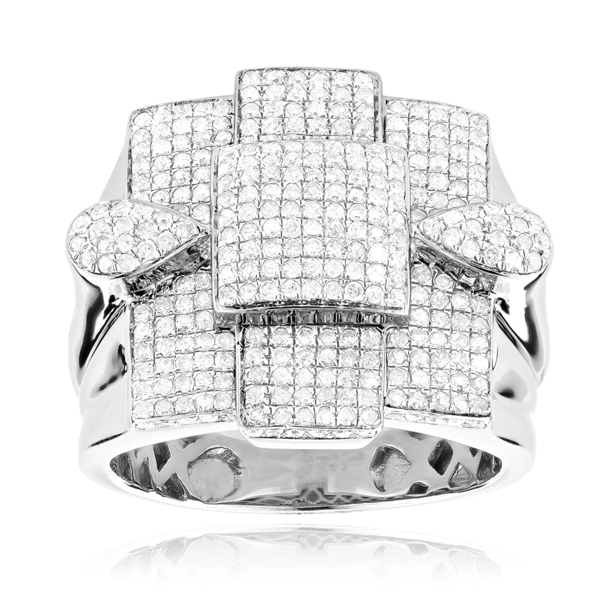 Men's Sterling Silver Diamond Ring 1.70ct 3 Men's Sterling Silver Diamond Ring 1.70ct