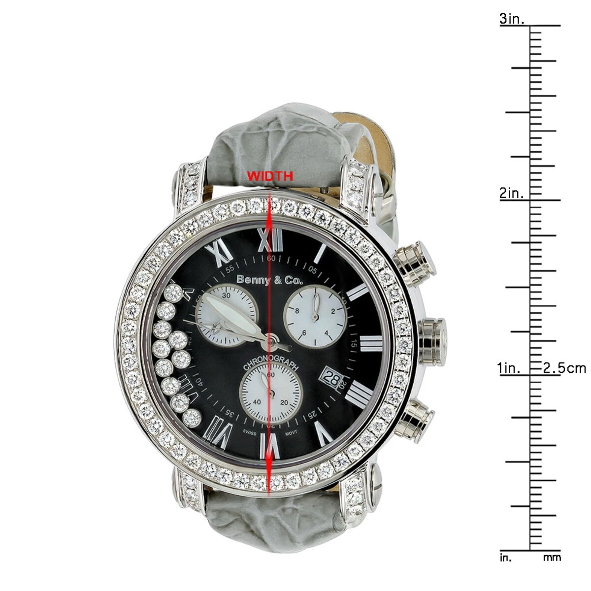 Men's VS Diamond Benny And Co Watch Collection 3.5ct Grey Swiss Chronograph 6 Men's VS Diamond Benny And Co Watch Collection 3.5ct Grey Swiss Chronograph - Image 4