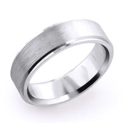 Men's Wedding Band Solid 14K White Gold