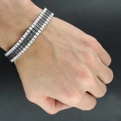Men's White And Black Diamond Bracelet 0.90ct Sterling Silver -Its Hot Jewelry Shop mens white and black diamond bracelet 090ct sterling silver p 49195bod