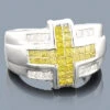 Men's White Yellow Diamond Cross Ring 14K White Gold 2.25ct -Its Hot Jewelry Shop mens white yellow diamond cross ring 14k 225ct p 43641