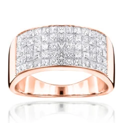 Men's Wide Wedding Band With Princess Cut Diamonds 2.11ct 14K White Gold -Its Hot Jewelry Shop mens wide wedding band with princess cut diamonds 211ct 14k ro