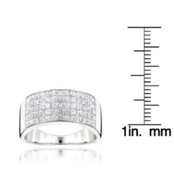Men's Wide Wedding Band With Princess Cut Diamonds 2.11ct 14K White Gold -Its Hot Jewelry Shop mens wide wedding band with princess cut diamonds 211ct 14k rulerwh
